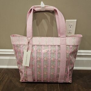 LoveShackFancy Marjorie Floral Beach Tote Strawberry Macaroon